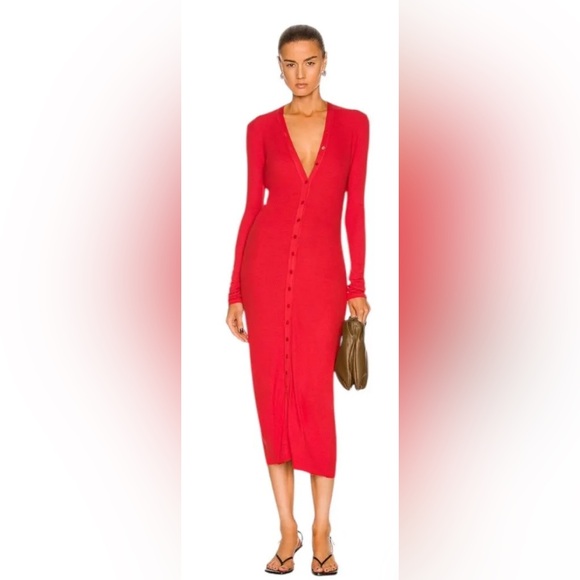 NWOT Enza Costa Silk Ribbed Cardigan Long Sleeve Midi Dress - Picture 1 of 5